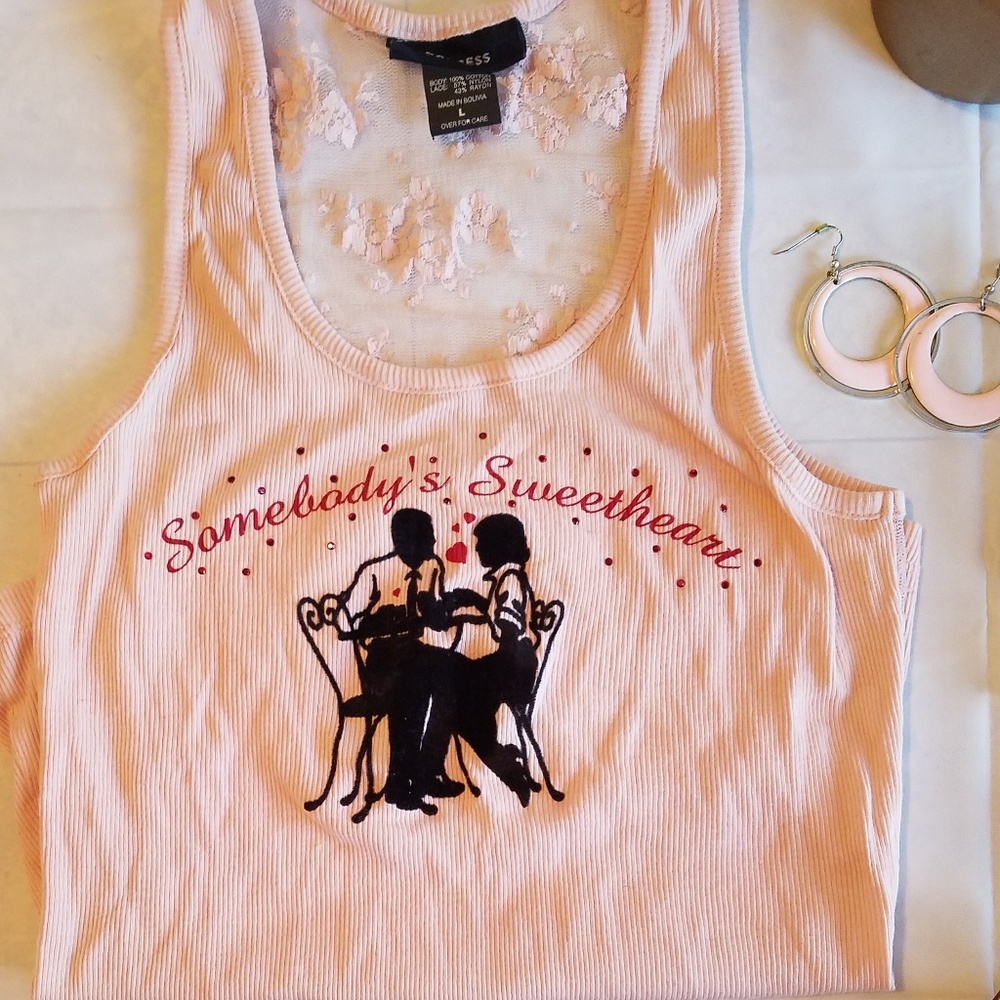 Express “Somebody’s Sweetheart” Cotton & Lace Top - Picture 4 of 8
